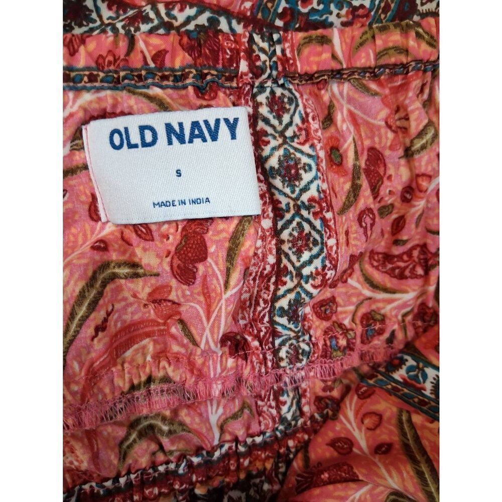 Old Navy womens small midi sun dress batik boho long patchwork coral peach - Picture 9 of 10